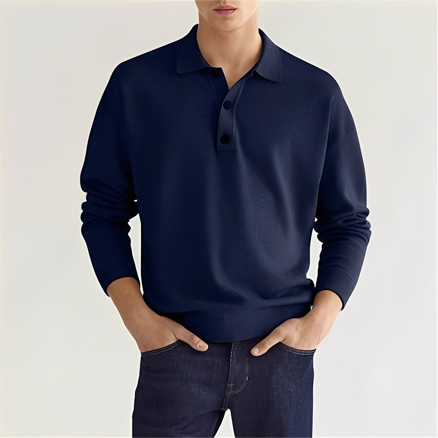 Carlton - Herren Langarm-Poloshirt im schlichten Stil