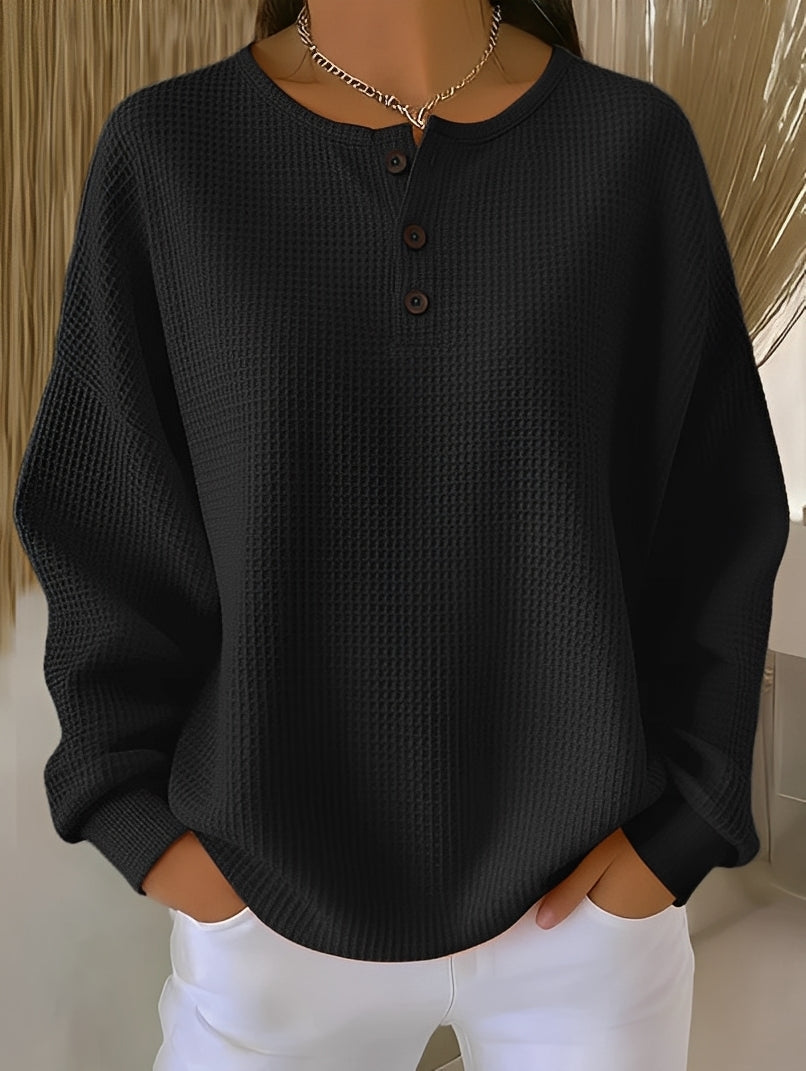 Anabella - Komfortabler Waffelpullover mit Knopfleiste für Damen