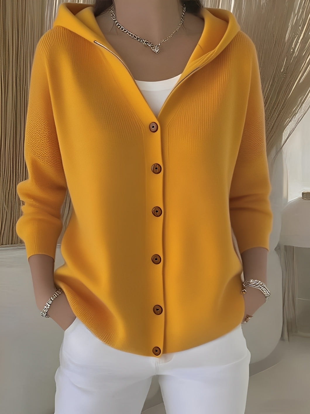 Ryanne - Bequeme Langarm-Strickjacke mit Kapuze für Damen