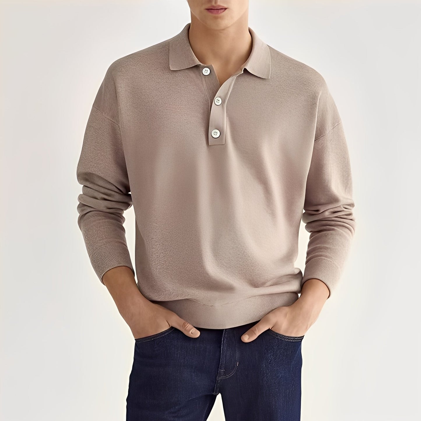 Carlton - Herren Langarm-Poloshirt im schlichten Stil