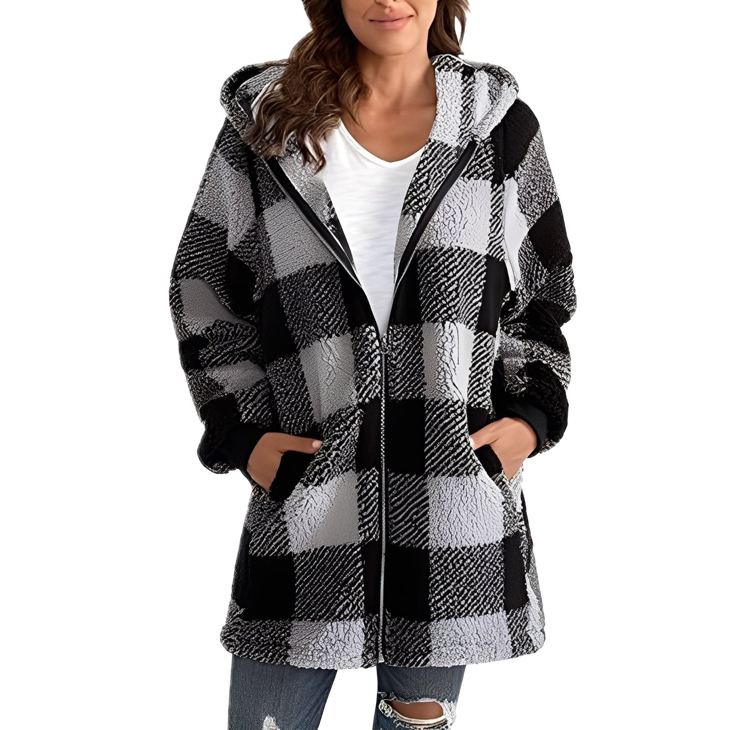 Desirae - Eleganter Damen-Hoodie mit Karomuster