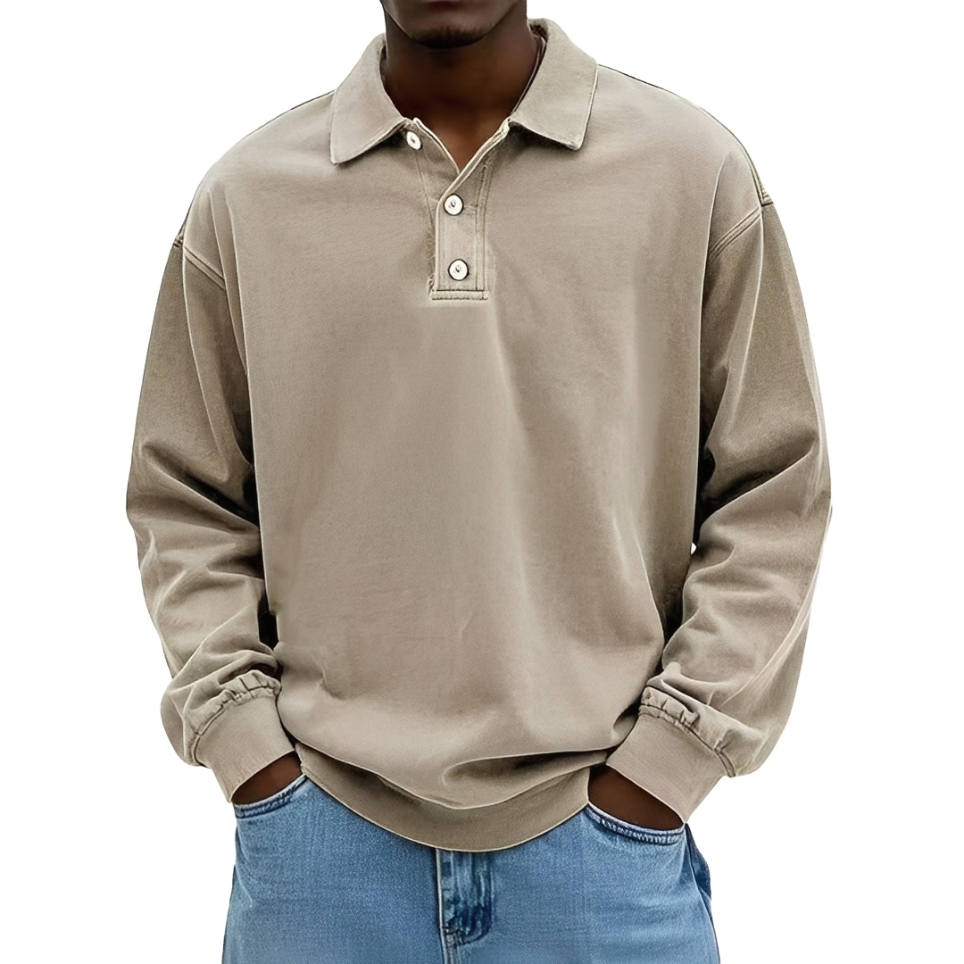 Lothaire - Vintage Langarm-Polo für Herren