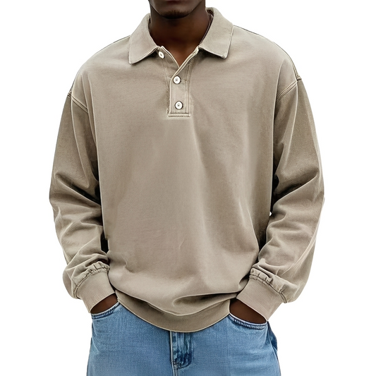 Lothaire - Vintage Langarm-Polo für Herren