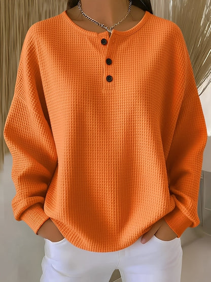 Anabella - Komfortabler Waffelpullover mit Knopfleiste für Damen