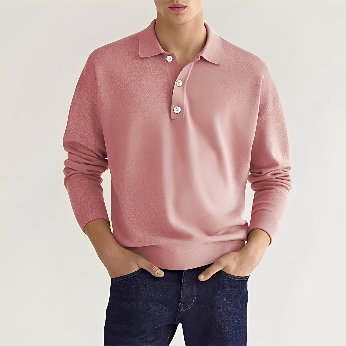 Carlton - Herren Langarm-Poloshirt im schlichten Stil