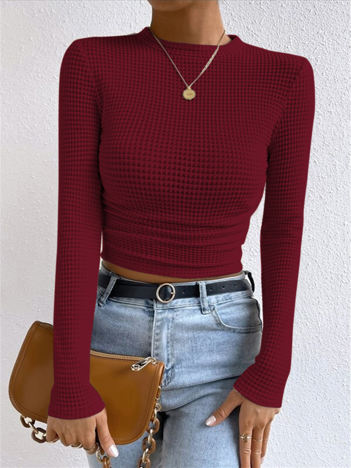 Tessa – Slim-Pullover im Waffelmuster