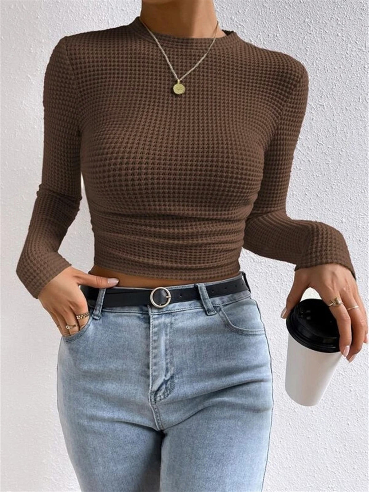 Tessa – Slim-Pullover im Waffelmuster