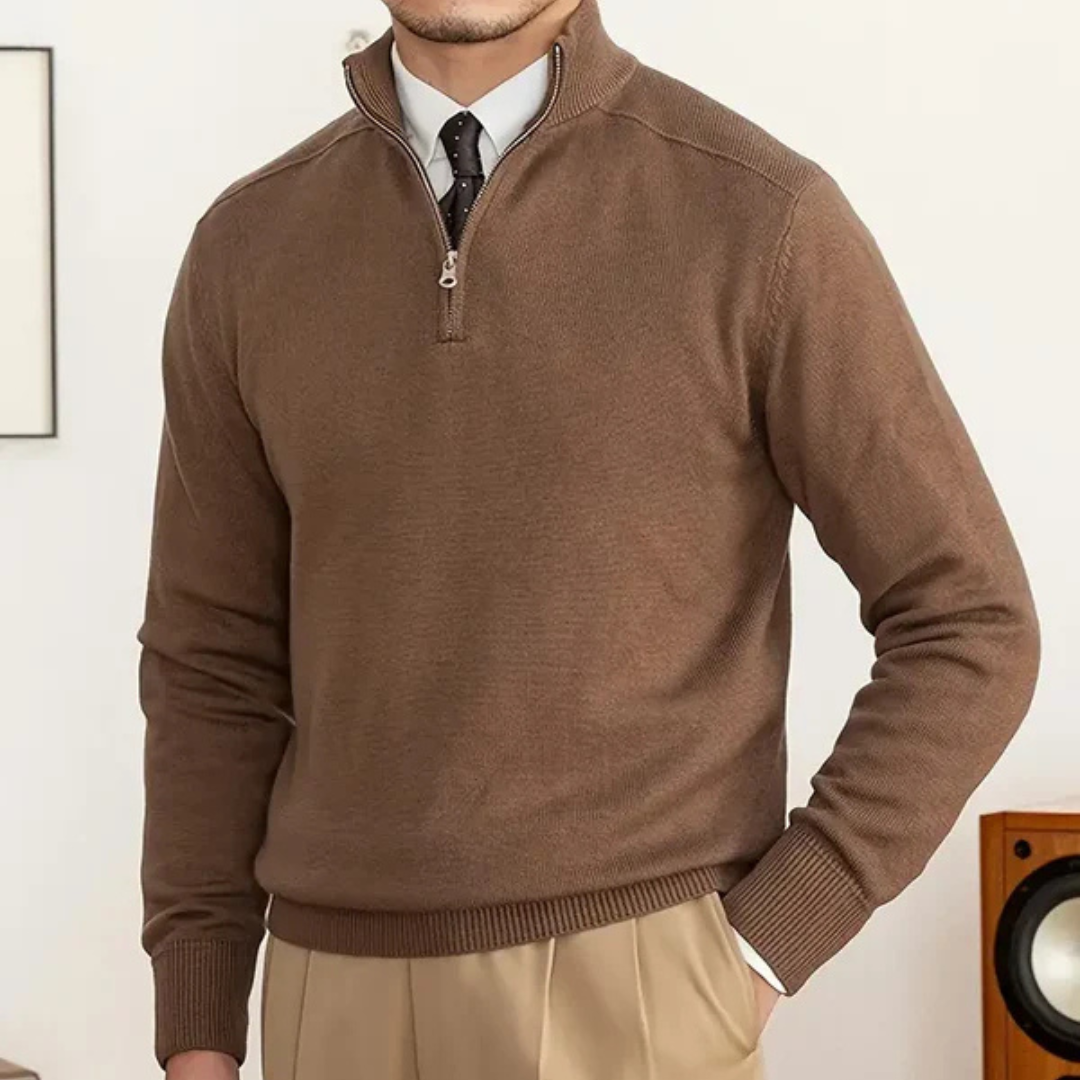 Olivier - Baumwolle Halber Reißverschluss Pullover