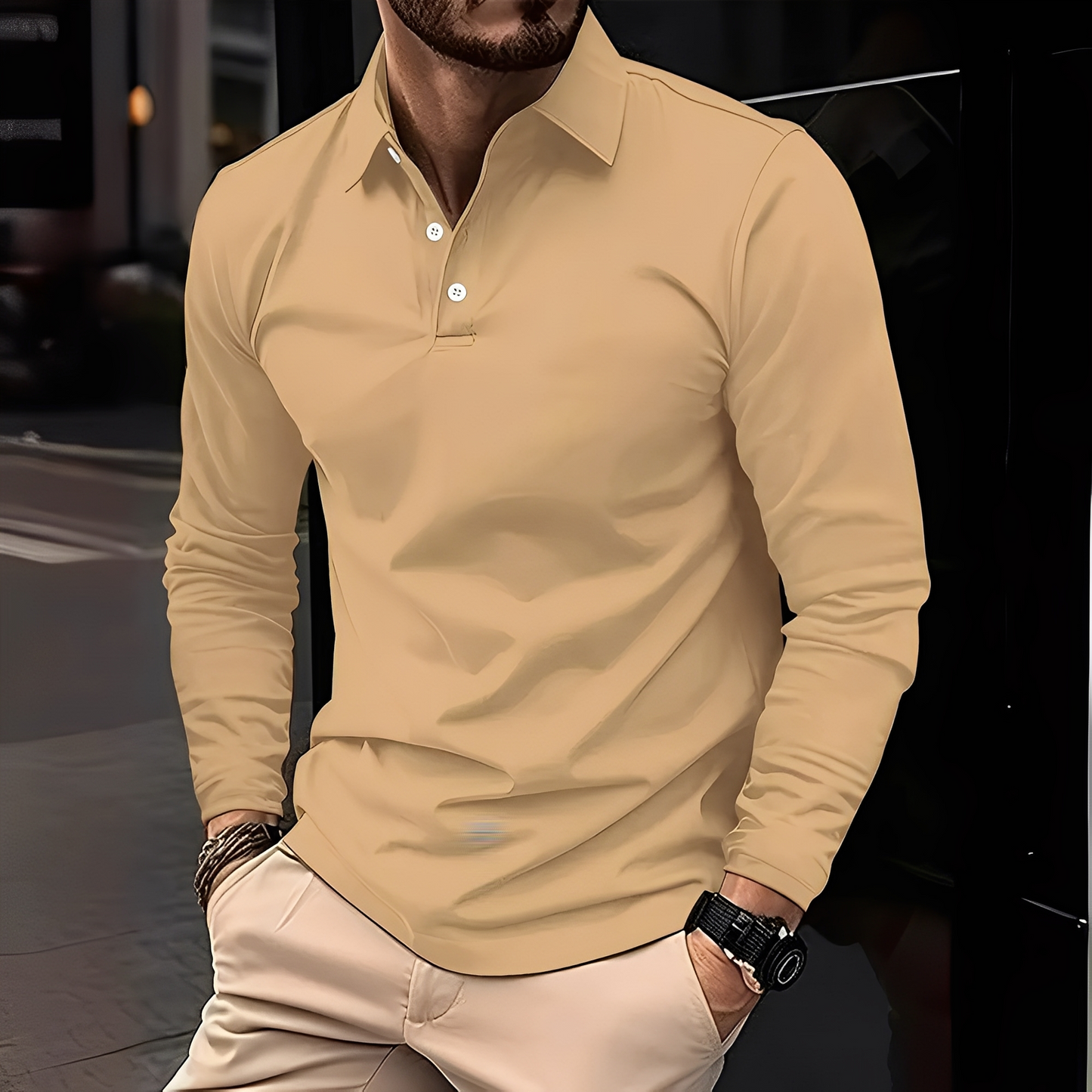 Deacon - Lässiges Langarm-Poloshirt für Herren