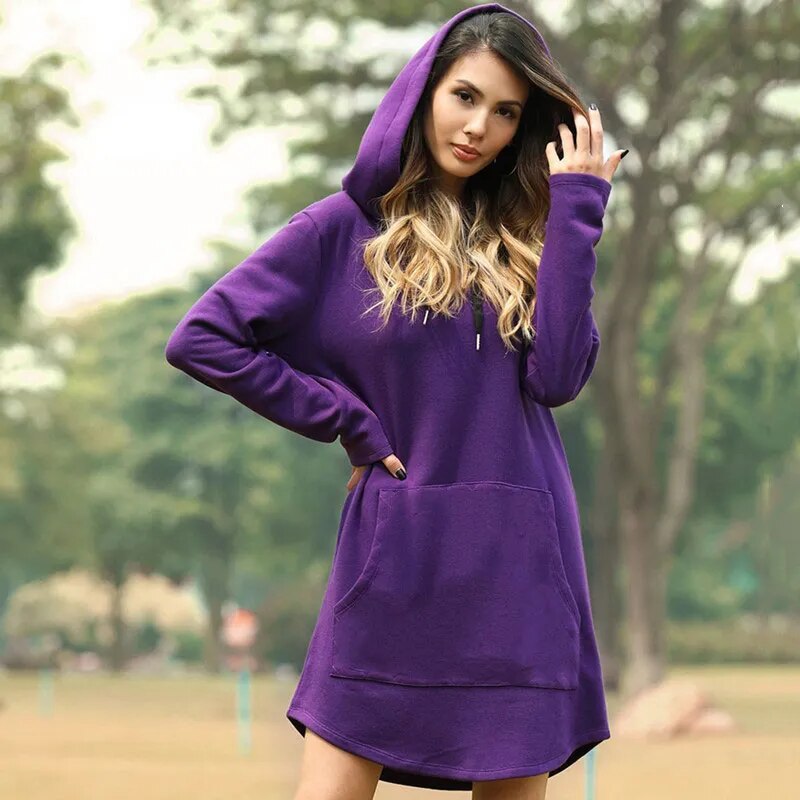 Juris – Langes Kapuzensweatshirtkleid