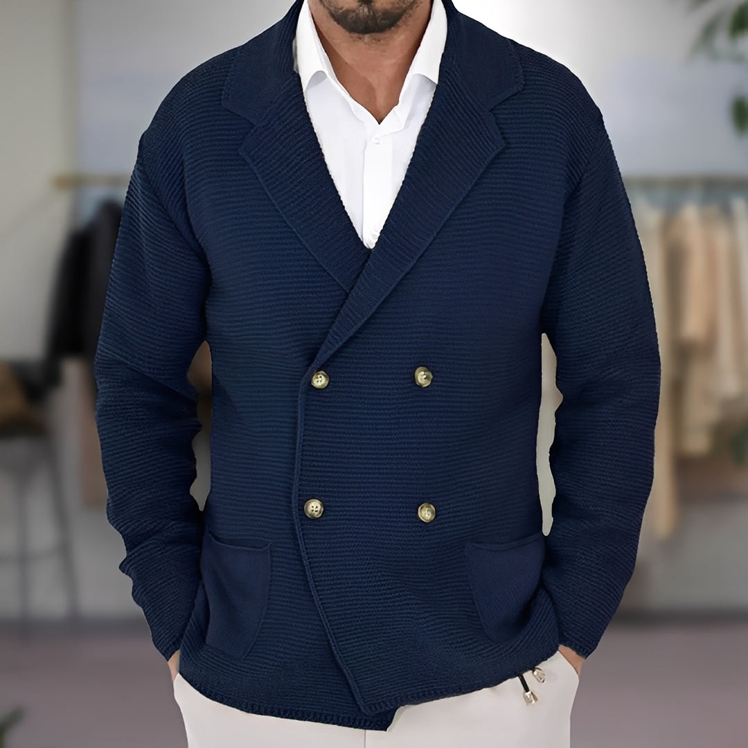 Alfred - Komfortable Herren-Zweireiher-Strickjacke