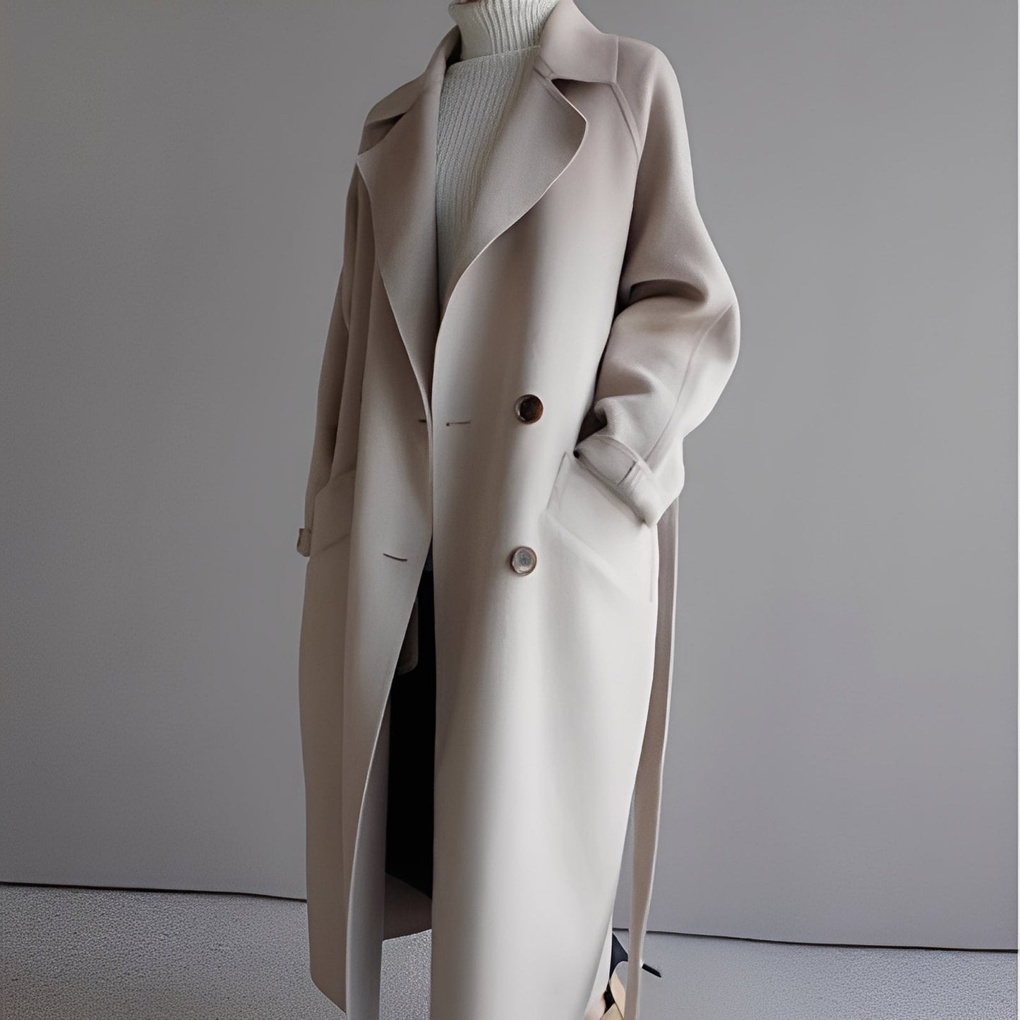 Rebekah - Stylischer, locker geschnittener Damen-Wollmantel