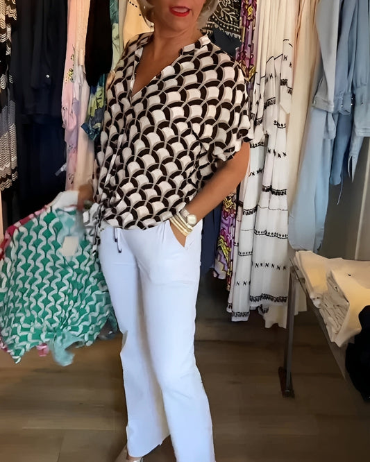 Leona - Elegantes Top mit Druck für Damen