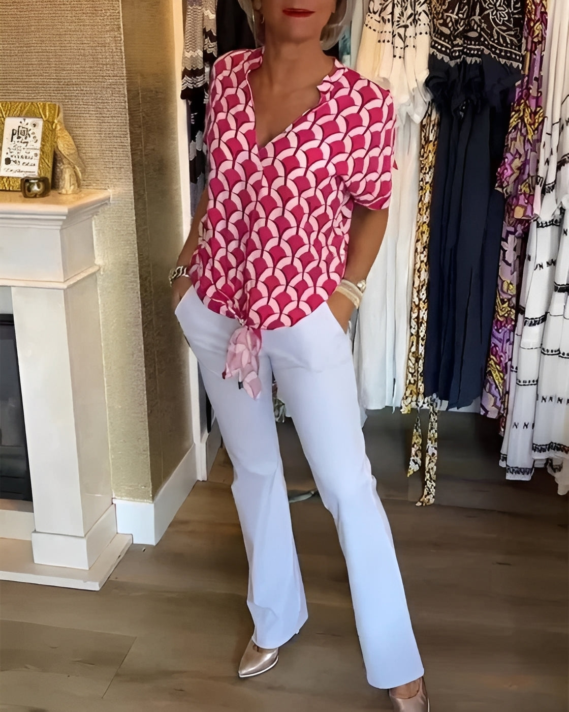Leona - Elegantes Top mit Druck für Damen