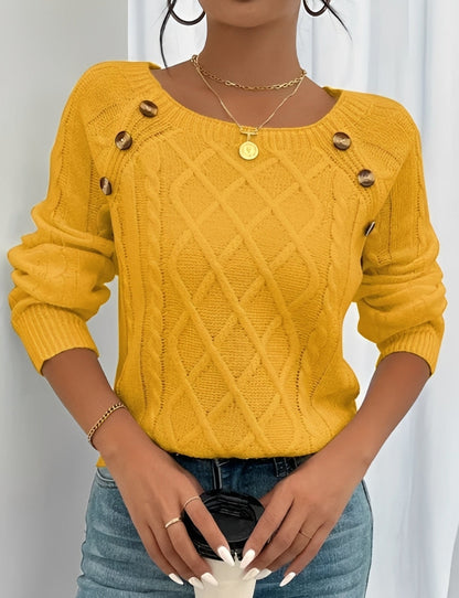 Sally - Modischer Damenpullover mit Knopfdetails