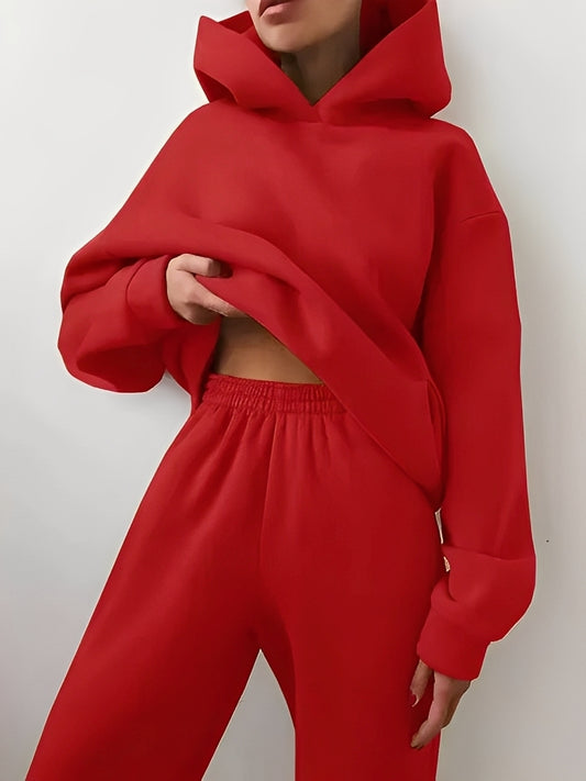 Adelia – Einfarbiges Hoodie-Set