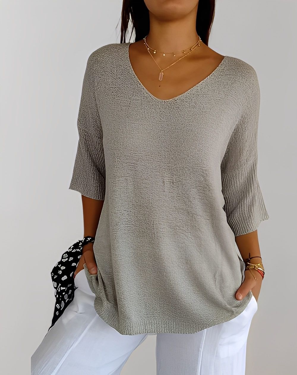 Jessé - Strickpullover mit V-Ausschnitt für Damen
